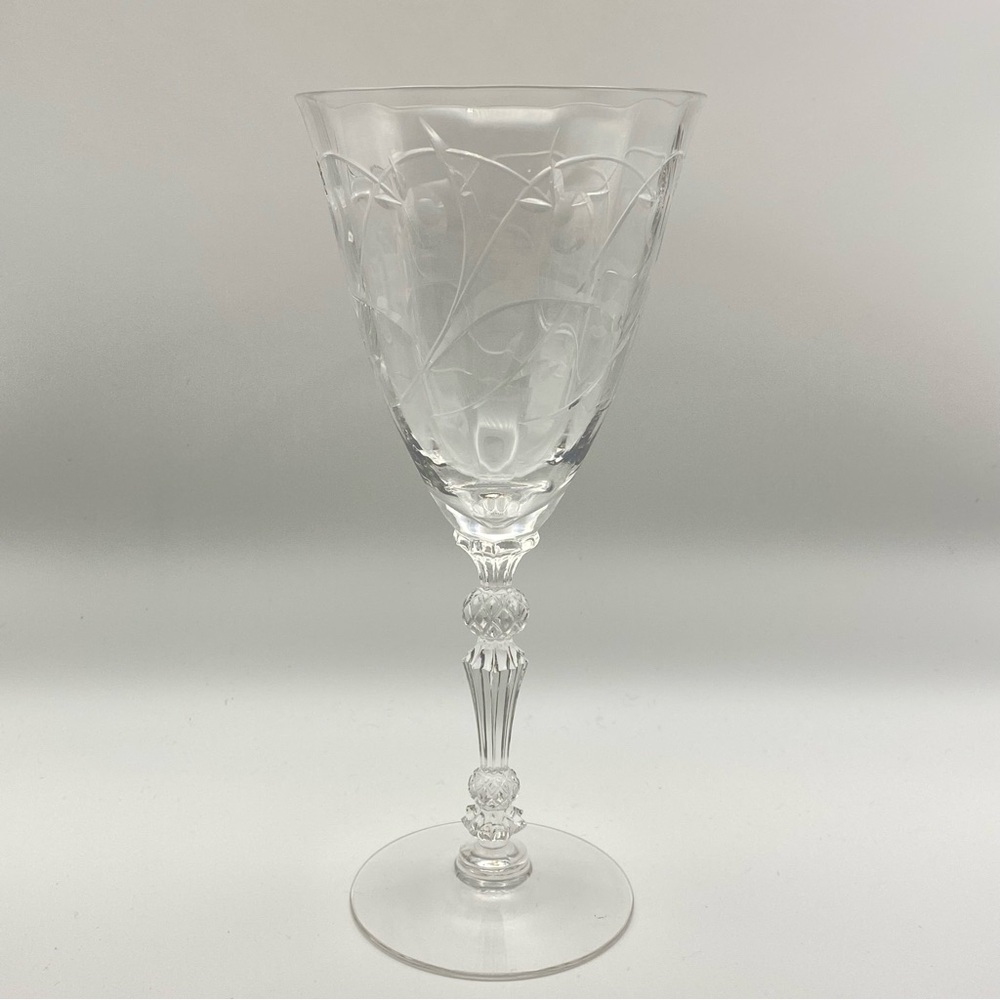 Vintage Fostoria Mulberry Cut Crystal Water Or Wine Goblet Timeless MCM